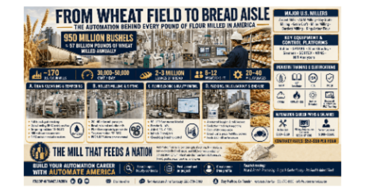 Automation and robotics in grain milling and flour manufacturing — skilled professionals at work