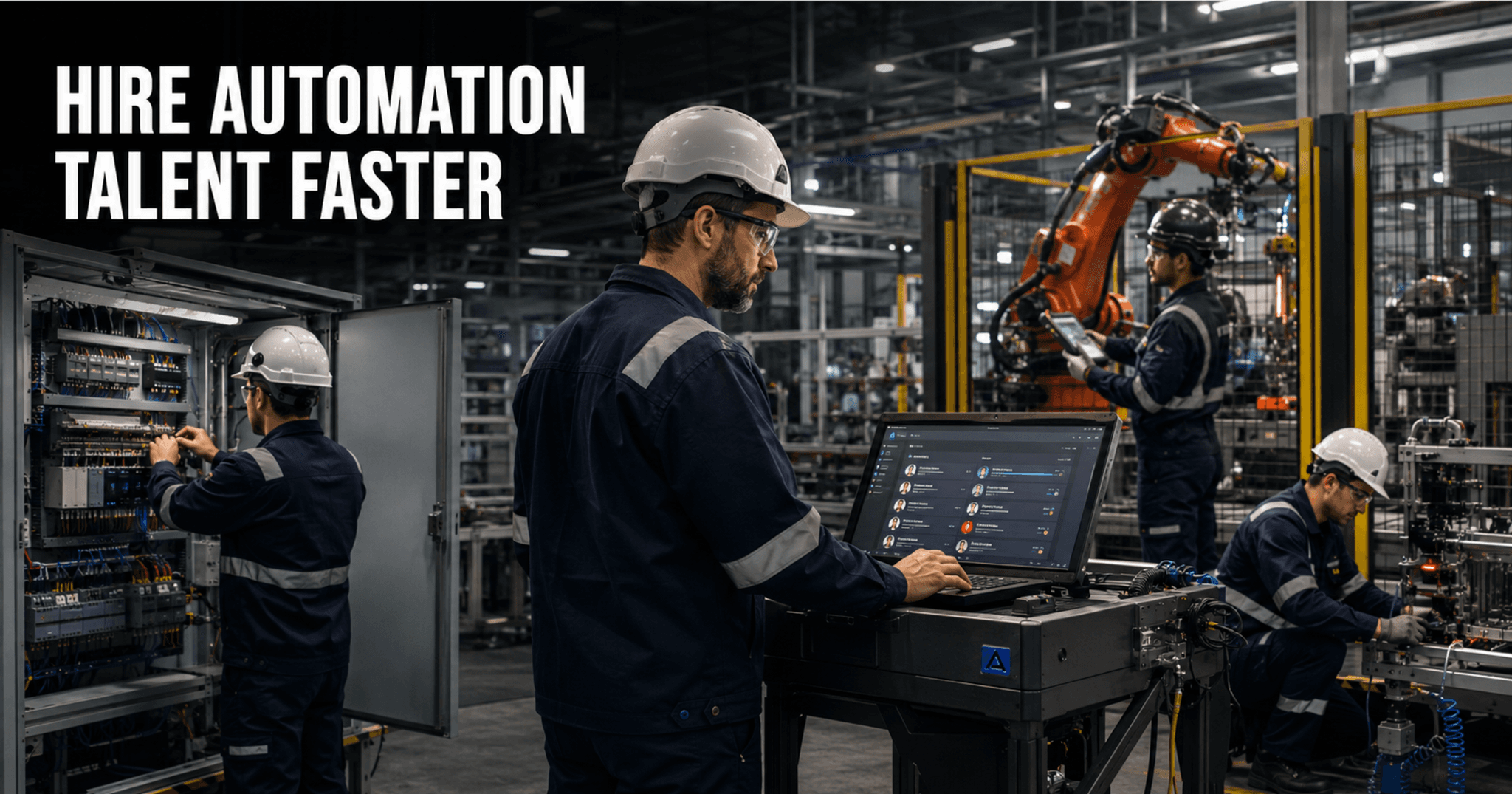 Plant manager reviewing automation contractor applications on a controls line