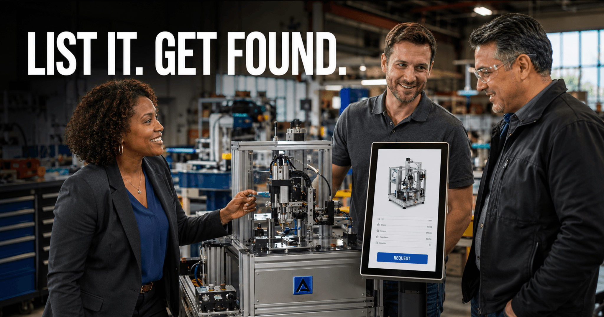Product and service listings on Automate America, each with its own public page, rotating into the feed