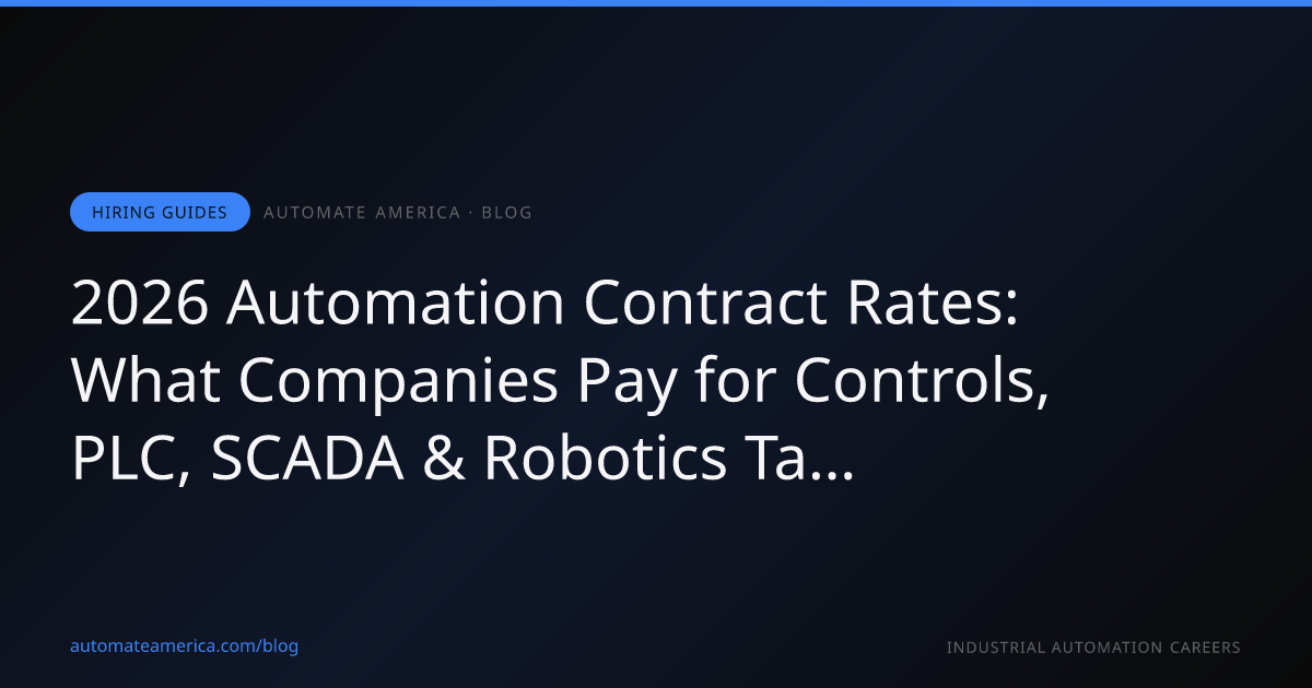 2026 Automation Contract Rates: What Companies Pay for Controls, PLC, SCADA & Robotics Talent
