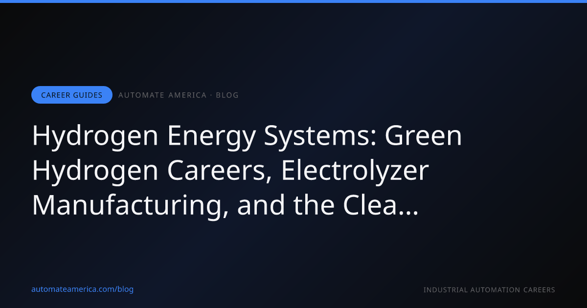 Hydrogen Energy Systems: Green Hydrogen Careers, Electrolyzer Manufacturing, and the Clean Energy Workforce of 2026