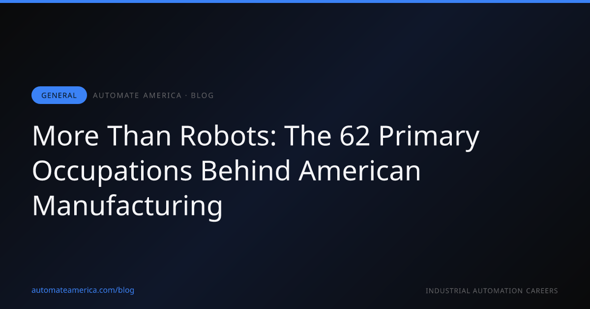 More Than Robots: The 62 Primary Occupations Behind American Manufacturing