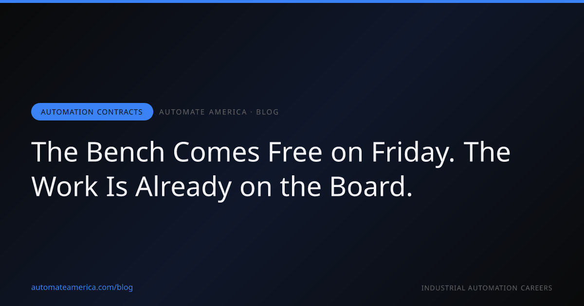 The Bench Comes Free on Friday. The Work Is Already on the Board.