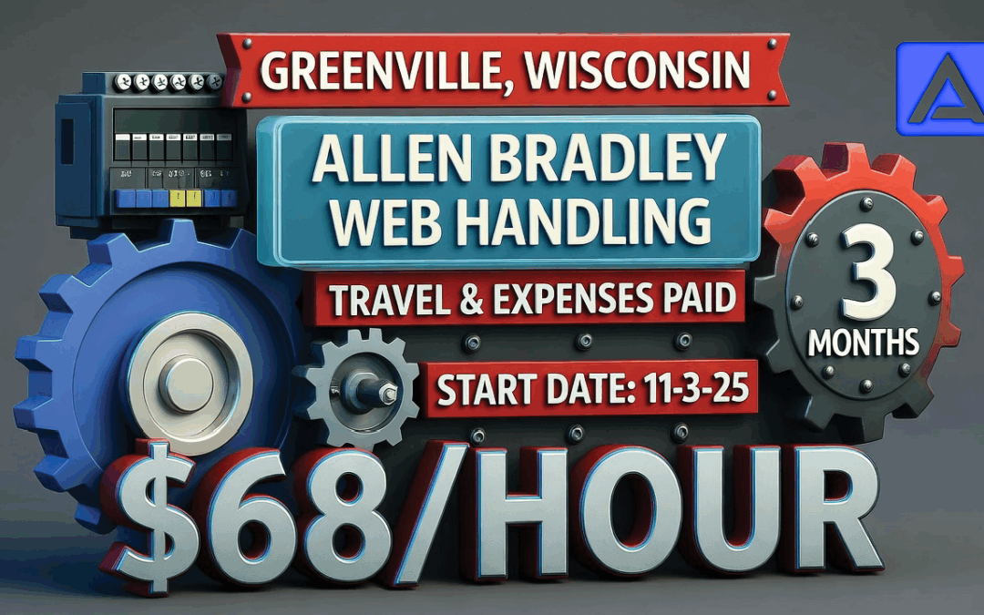 Senior Controls Engineer position in Greenville Wisconsin specializing in Allen Bradley PLC programming and web handling multi-axis drive systems with travel expenses covered