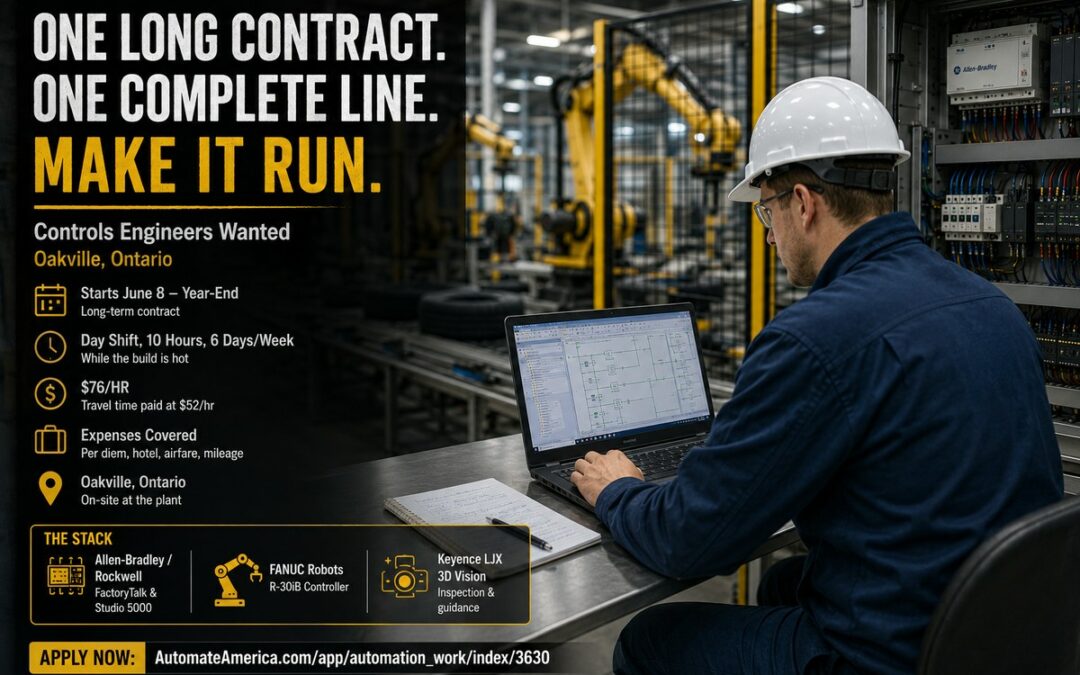 The Tire Line Going Up in Oakville Needs Two Controls Engineers — Here’s the Contract